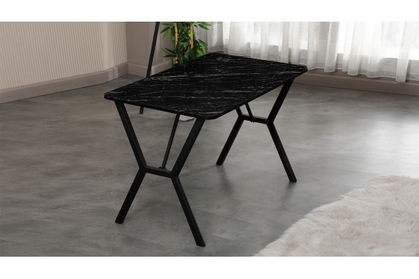 Elma Mutfak Masası Siyah Mermer Desenli 70x110
