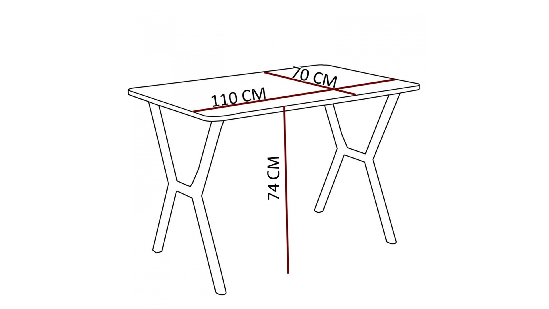 Elma 70x110 cm metal ayaklı masa