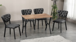 Elma Modeli Mutfak Masa Takımı 4 Sandalye  Füme  1 Masa Ceviz