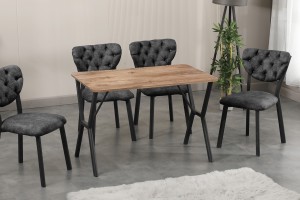 Elma 4 Sandalyeli Masa Takımı Füme Ceviz