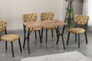 Elma 4 Sandalyeli Masa Takımı Sütlü Kahve Cevi