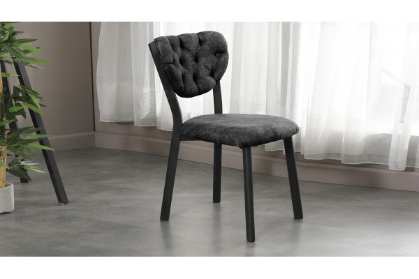 Elma Modeli Mutfak Masa Takımı 4 Kişilik 4 Sandalye 1 Masa 70x110 cm Ceviz Nubuk Kumaş Füme