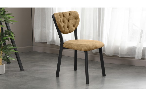 Elma Modeli Mutfak Masa Takımı 4 Kişilik 4 Sandalye 1 Masa 70x110 cm Ceviz Nubuk Kumaş Kahve
