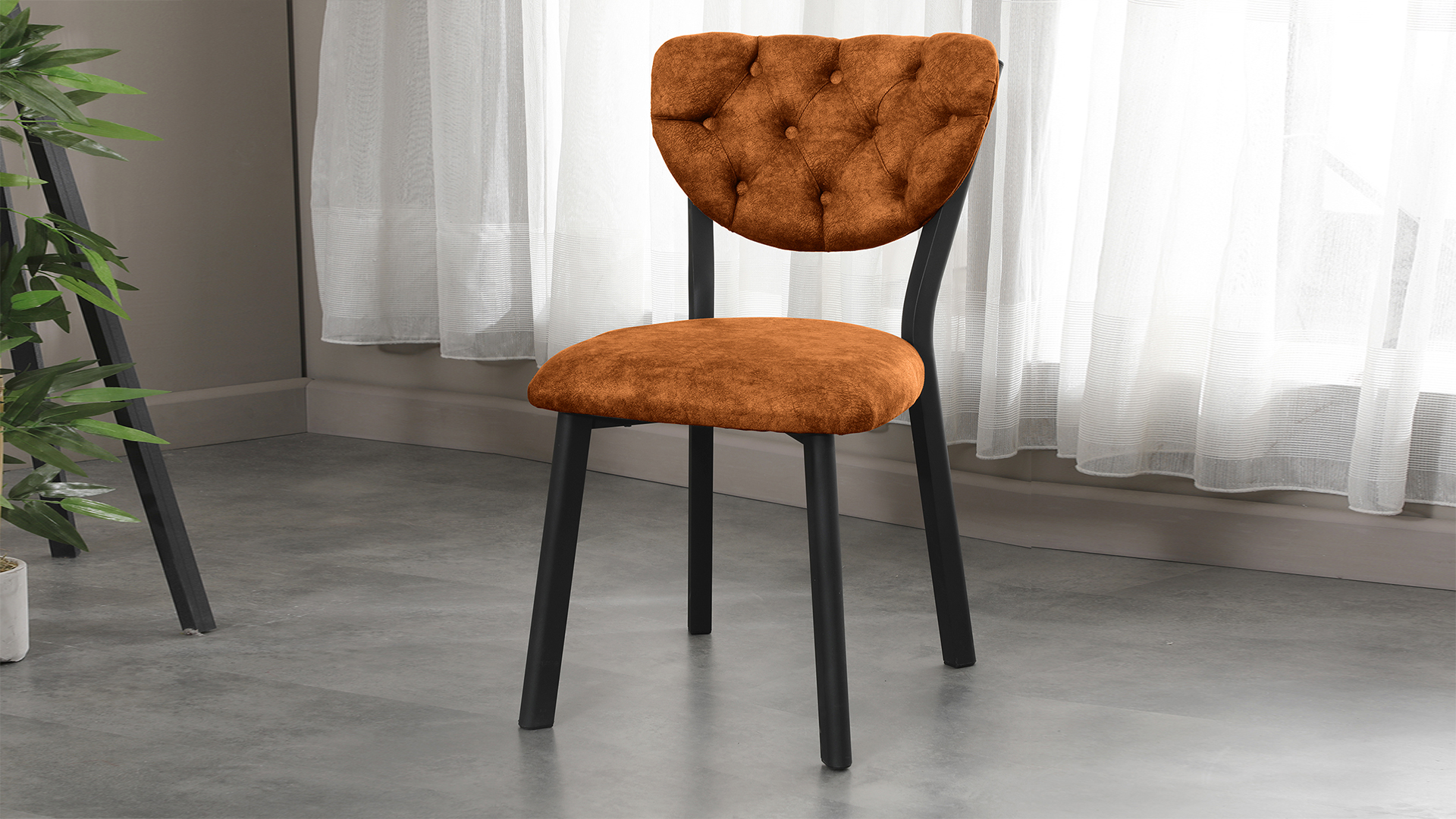 Elma Modeli Chester Yemek Odası,Cafe,Restoran Ve Mutfak Sandalyesi Kiremit