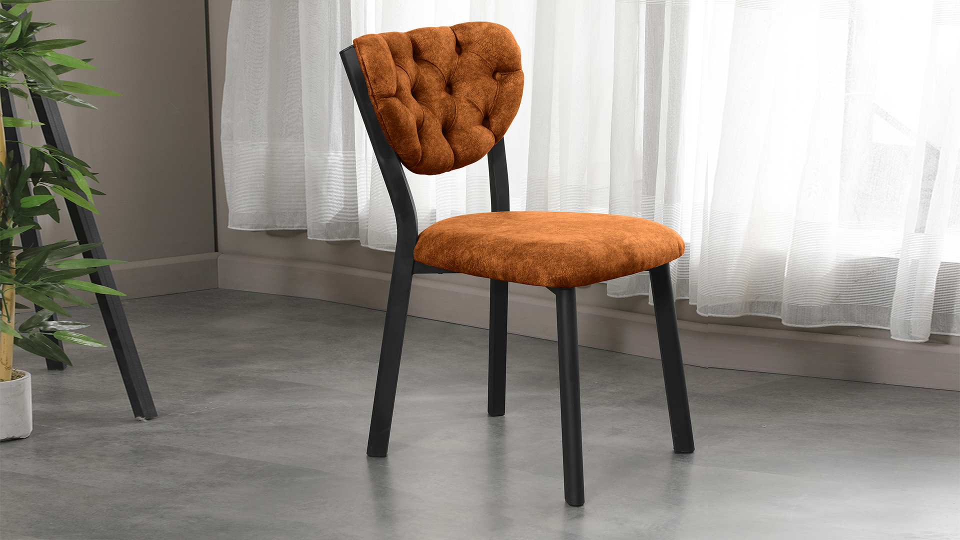 Elma Modeli Chester Yemek Odası,Cafe,Restoran Ve Mutfak Sandalyesi Kiremit