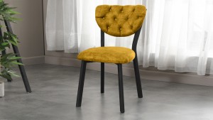 Elma Modeli Chester Yemek Odası,Cafe,Restoran Ve Mutfak Sandalyesi Sarı