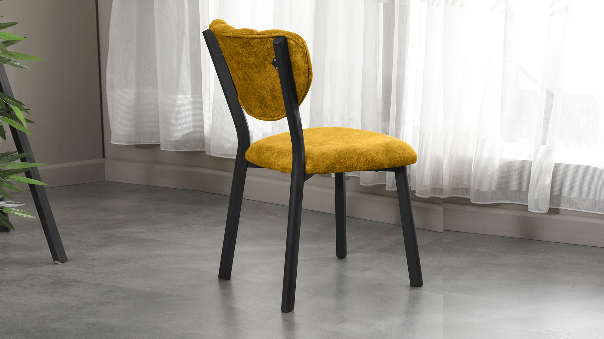 Elma Modeli Chester Yemek Odası,Cafe,Restoran Ve Mutfak Sandalyesi Sarı