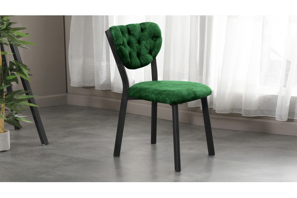 Elma Modeli Mutfak Masa Takımı 4 Kişilik 4 Sandalye 1 Masa 70x110 cm Ceviz Nubuk Kumaş Yeşil