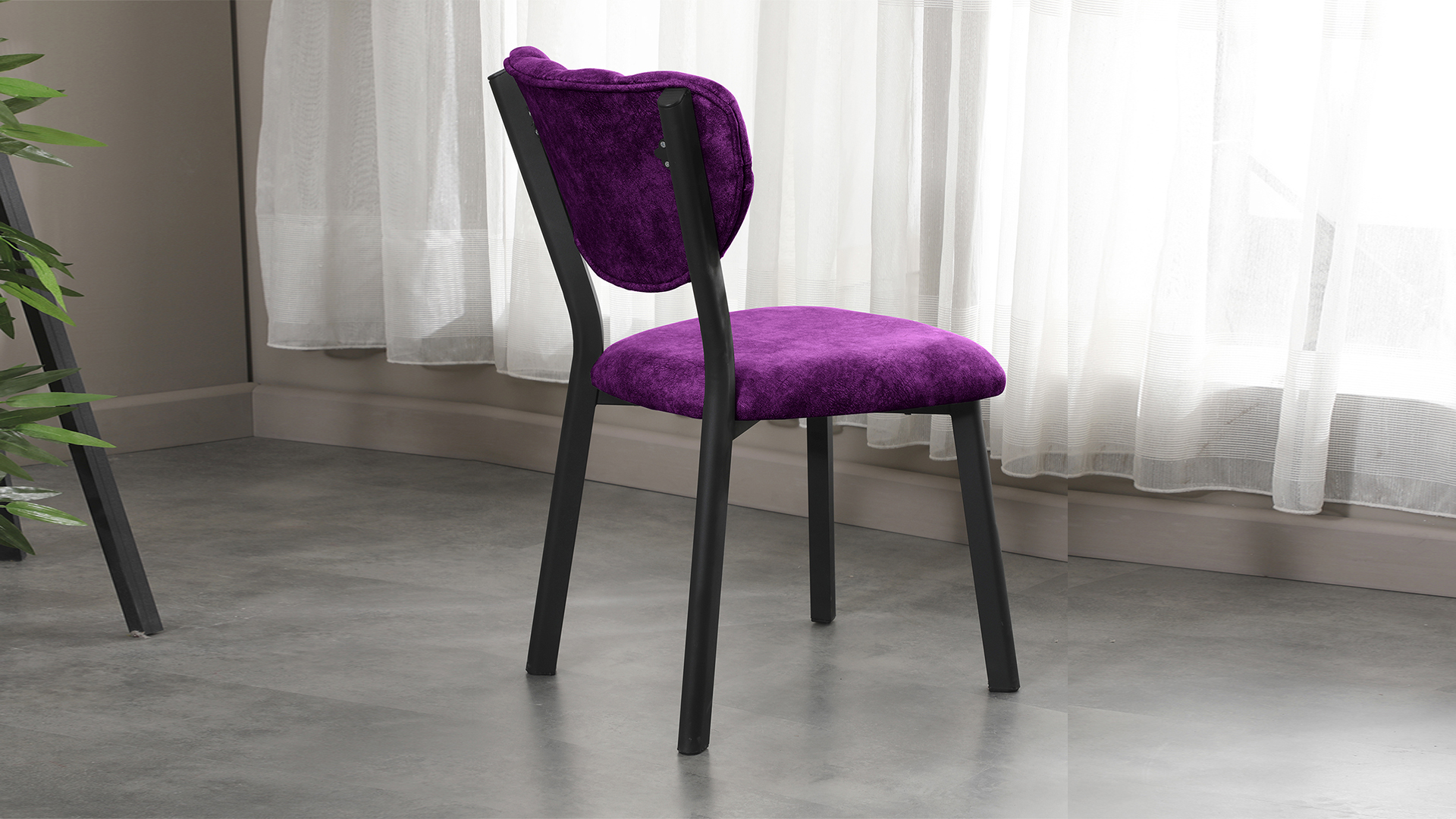 Elma Modeli Chester Yemek Odası,Cafe,Restoran Ve Mutfak Sandalyesi Mürdüm