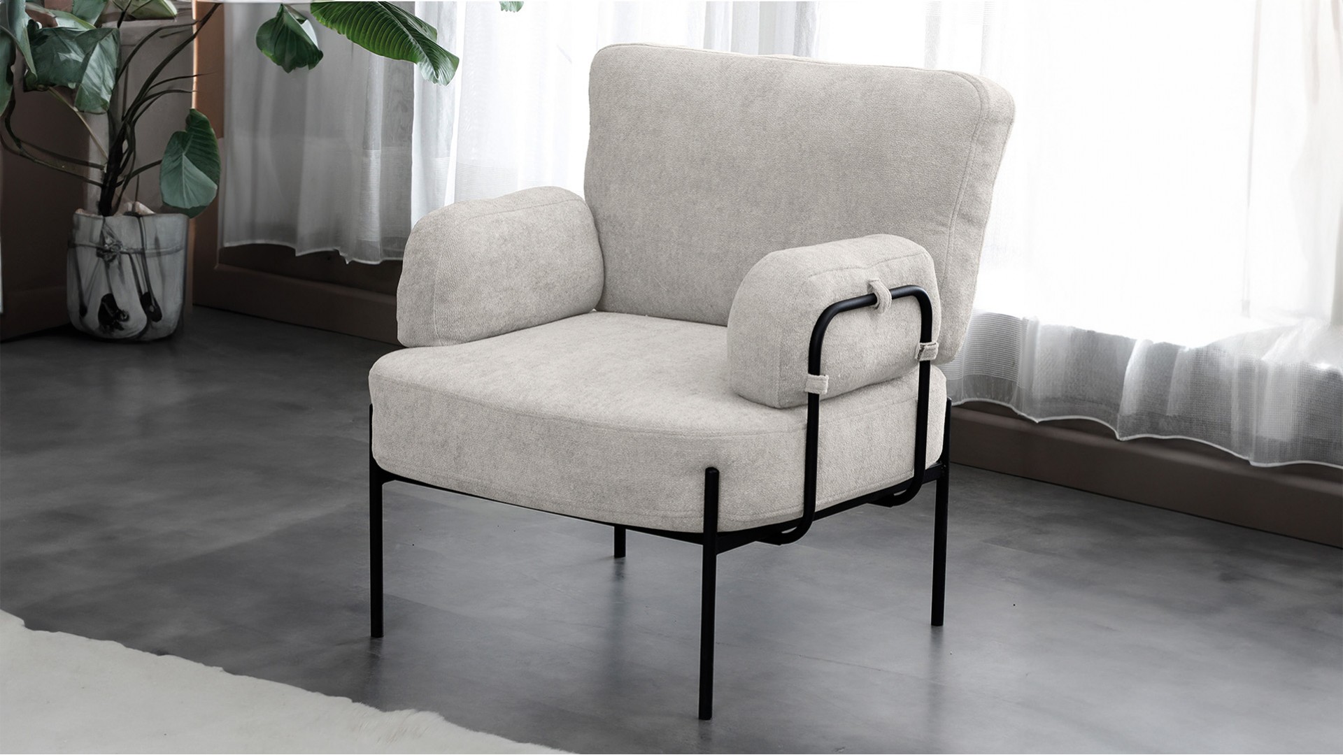 Hermes Krem 2+1+1 çay seti koltuk takımı