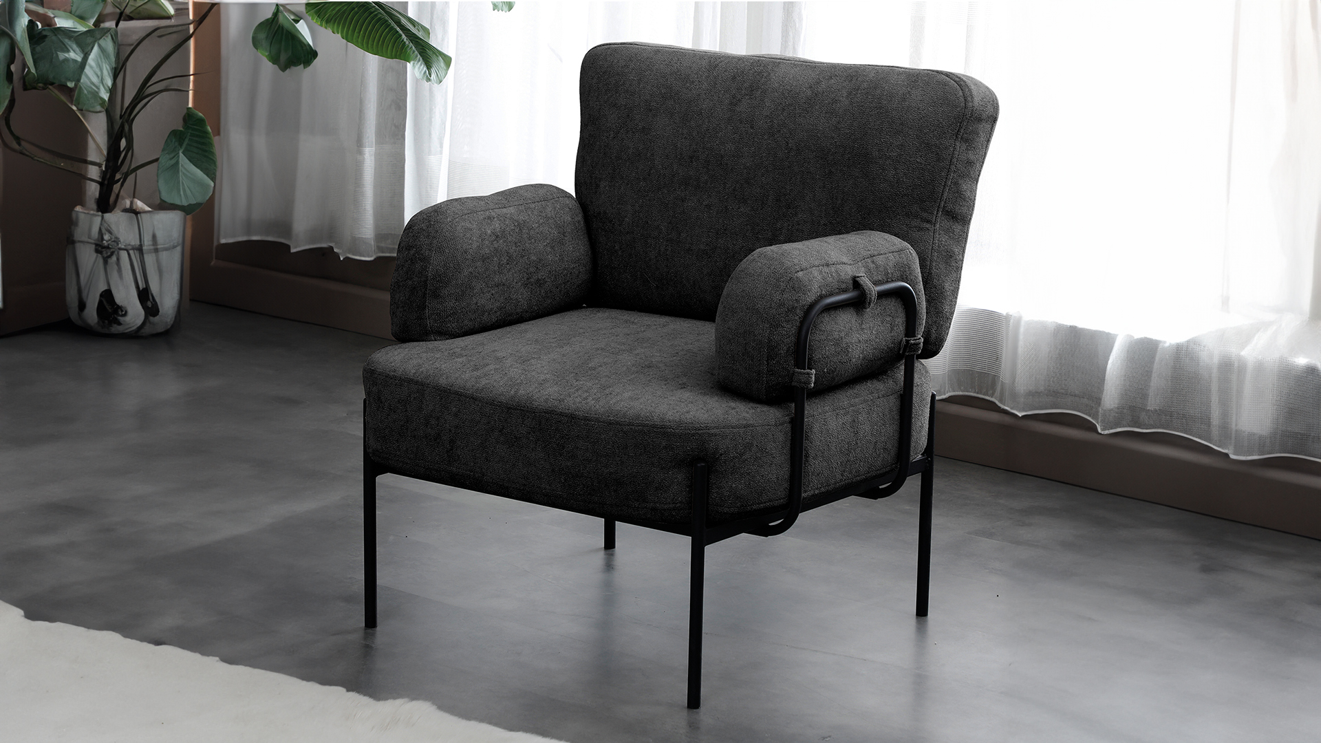 Hermes Balkon,Bahçe,Cafe,Metal Koltuk ,Bahçe,Takli berjer koltuk siyah