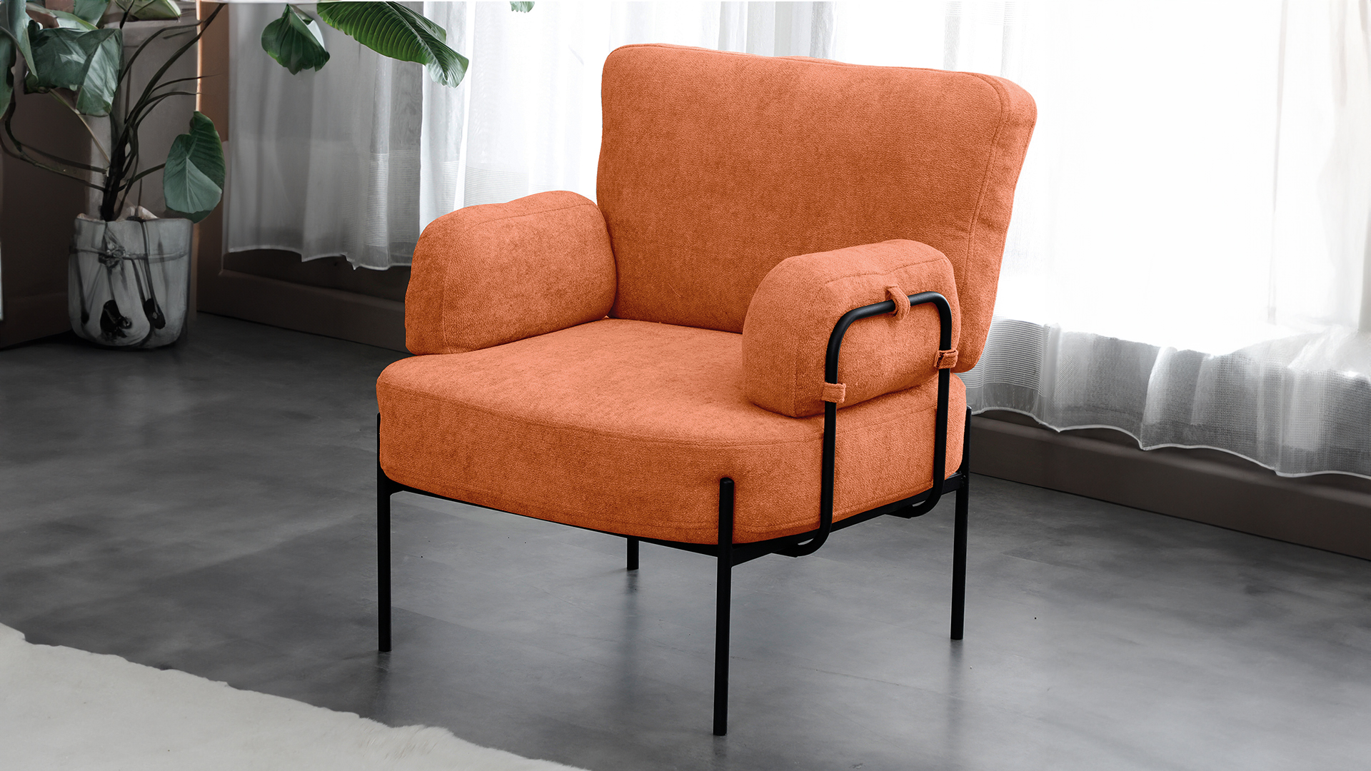 Hermes Balkon,Bahçe,Cafe,Metal İkili Koltuk Kiremit