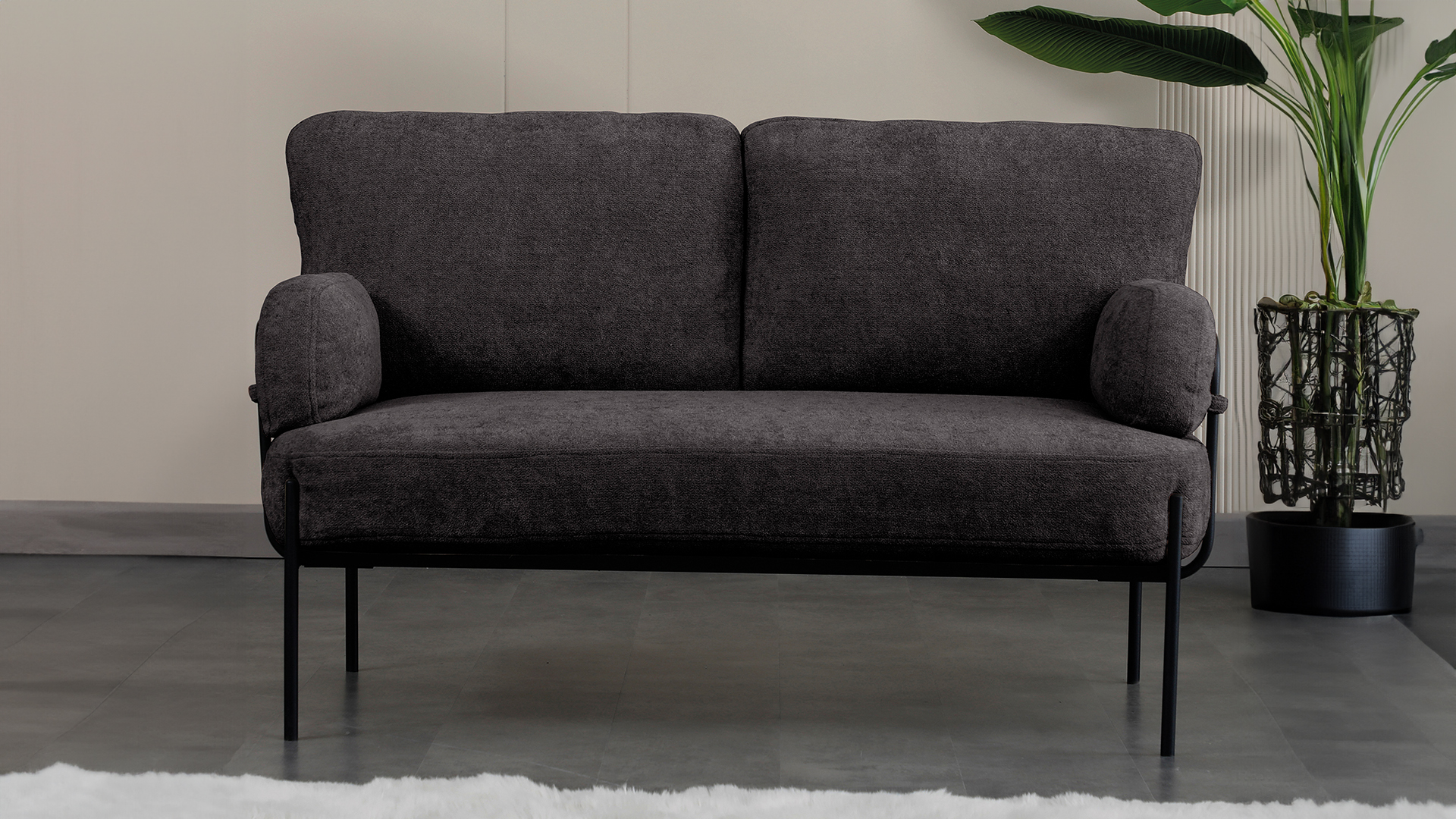 Hermes Balkon,Bahçe,Cafe,Metal İkili Koltuk,Füme