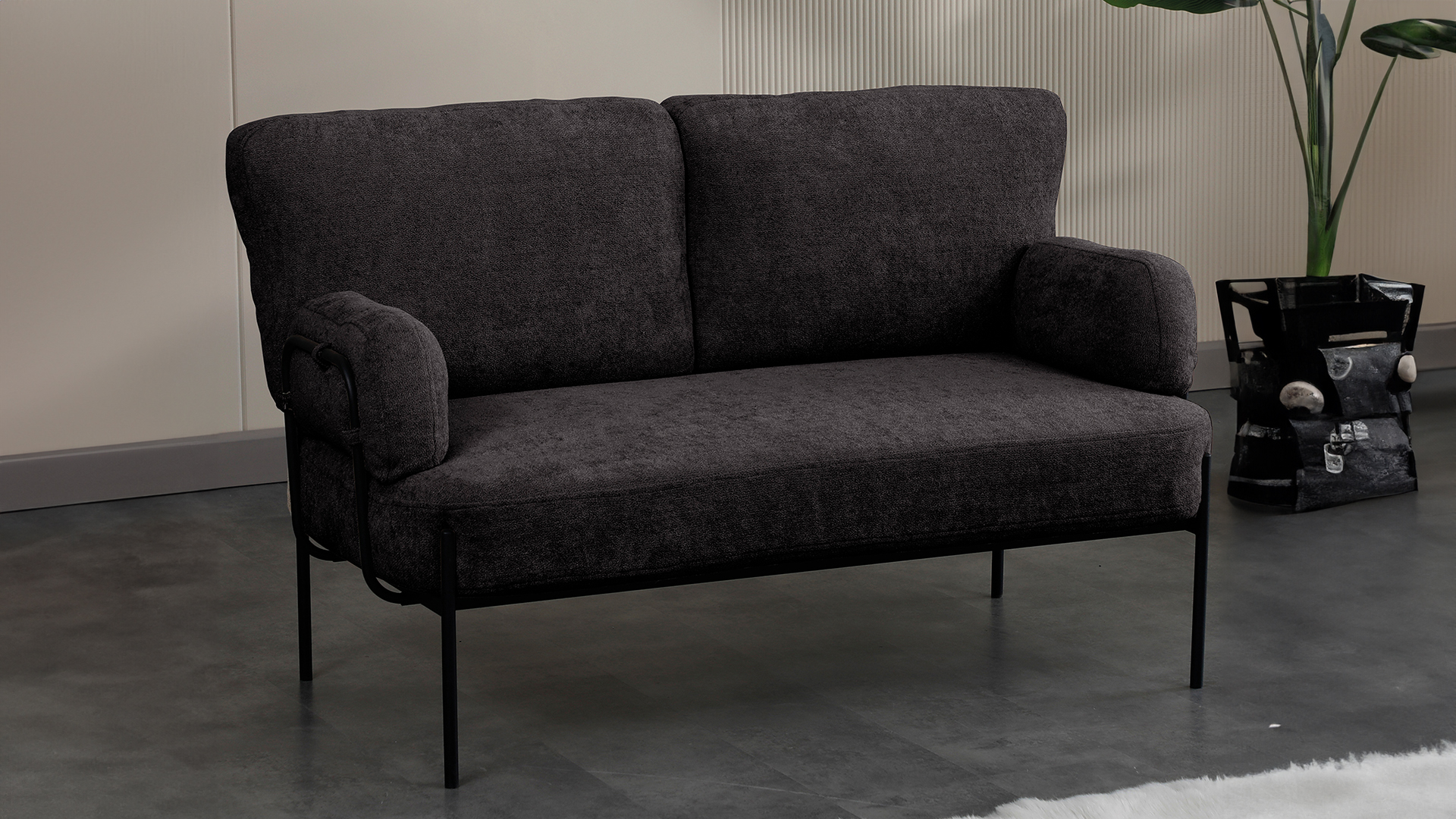 Hermes Balkon,Bahçe,Cafe,Metal İkili Koltuk,Füme