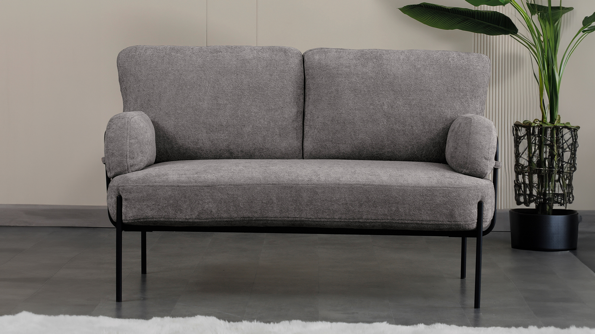 Hermes Balkon,Bahçe,Cafe,Metal İkili Koltuk Gri