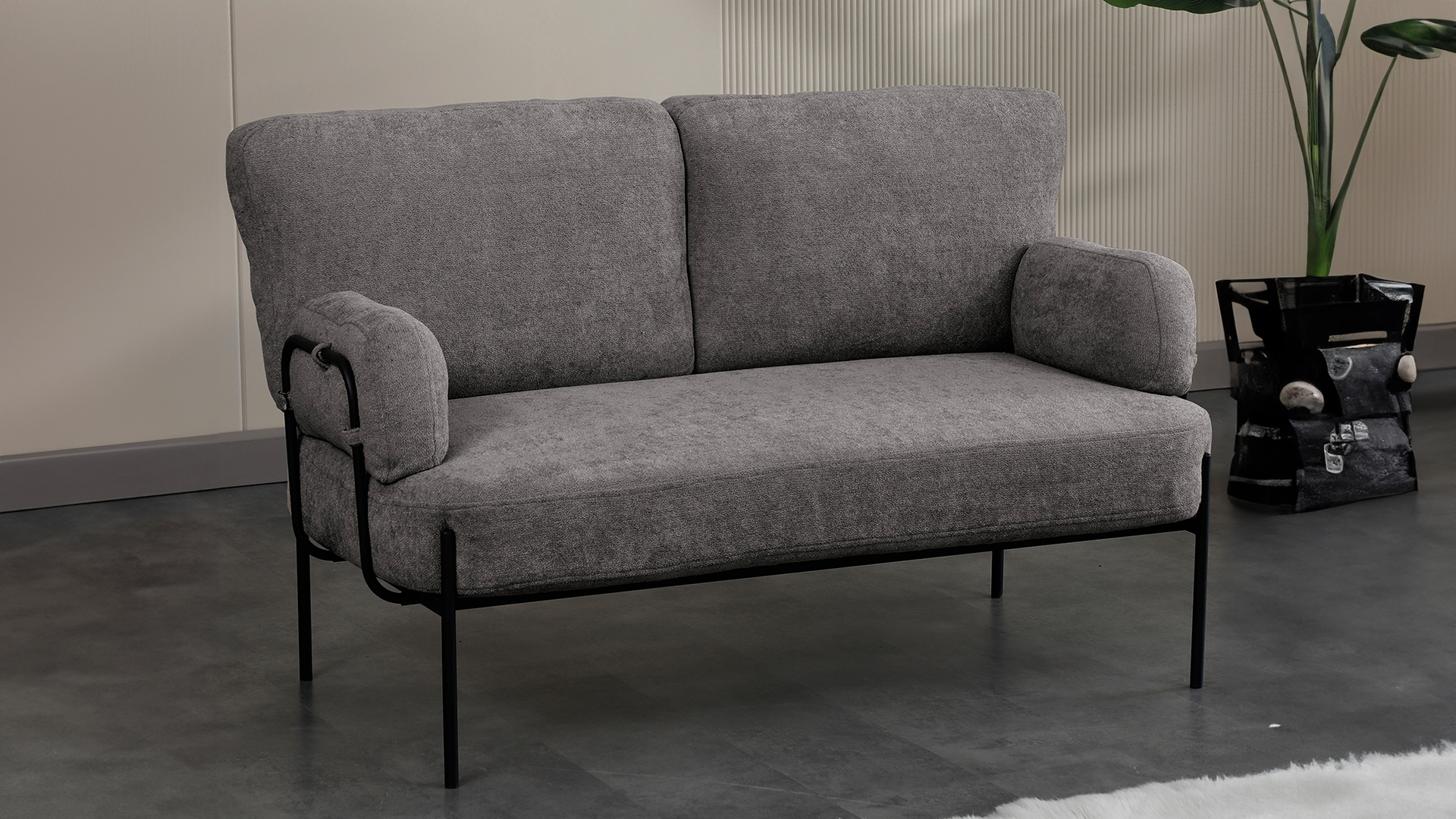 Hermes Balkon,Bahçe,Cafe,Metal İkili Koltuk Gri