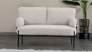 Hermes Balkon,Bahçe,Cafe,Metal İkili Koltuk Krem