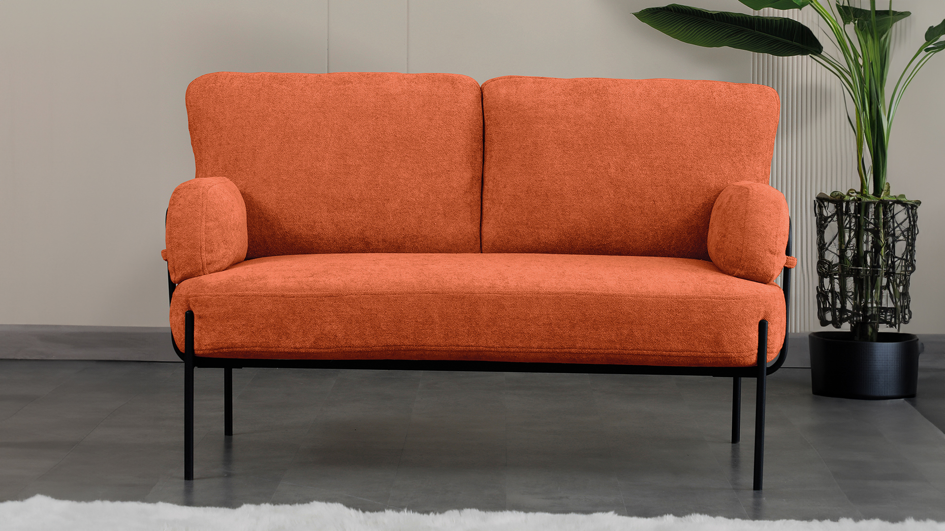 Hermes Balkon,Bahçe,Cafe,Metal İkili Koltuk Kiremit