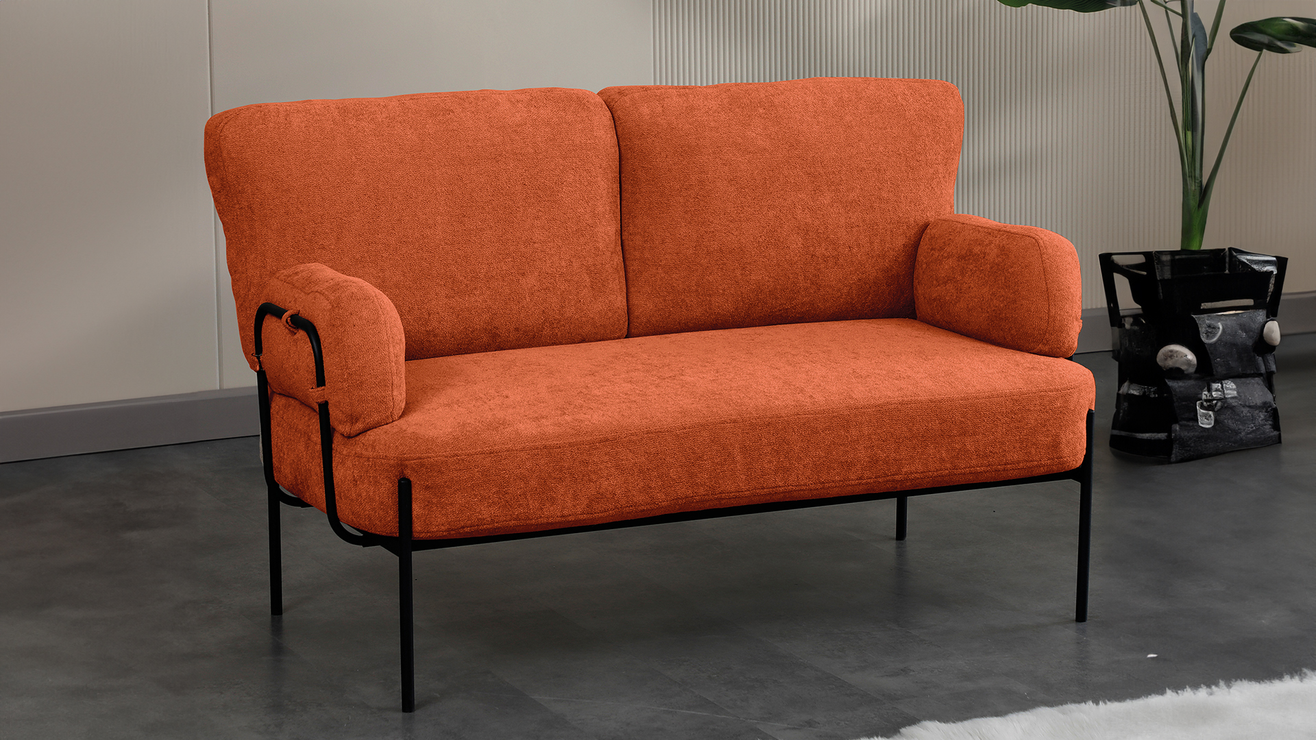 Hermes Balkon,Bahçe,Cafe,Metal İkili Koltuk Kiremit