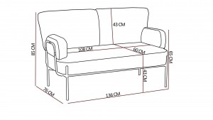 Hermes Balkon,Bahçe,Cafe,Metal İkili Koltuk Kiremit