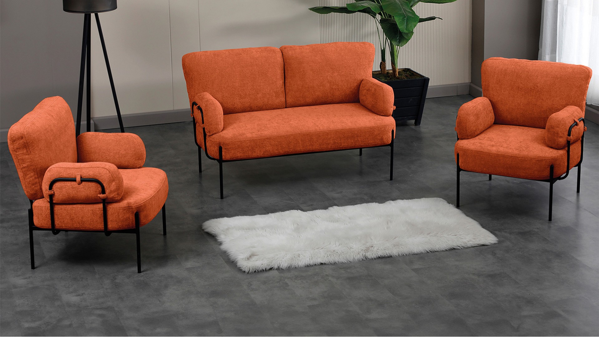 Hermes Kiremit 2+1+1 çay seti koltuk takımı
