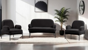 Aster Cafe,Ofis,Büro,Balkon,Otel ,Lobi,Koltuk Takımı Bukle Teddy Kumaş Füme