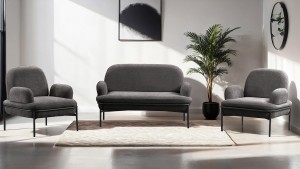 Aster Cafe,Ofis,Büro,Balkon,Otel ,Lobi,Koltuk Takımı Bukle Teddy Kumaş Gri