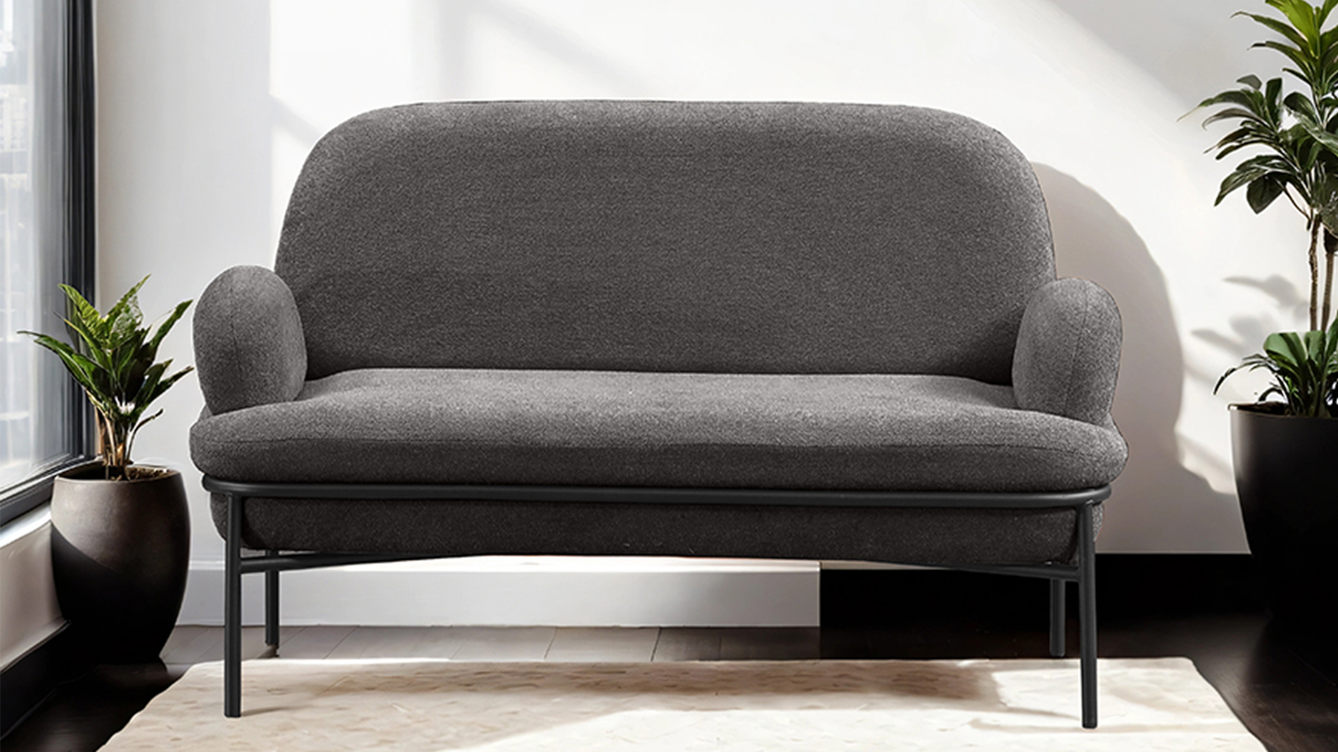 Aster Cafe,Ofis,Büro,Balkon,Otel ,Lobi,ikili,iki kişilik Koltuk Bukle Teddy Kumaş Gri