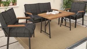 Berlin Balkon,Bahçe,Cafe - Metal Kanepe Koltuk Takımı  2 1 1 Füme Antarasit Masalı