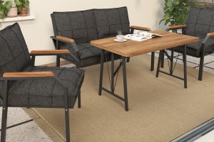 Berlin Bahçe Takımı Antrasit 2+1+1 Masalı
