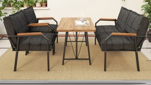 Berlin Balkon,Bahçe,Cafe - Metal Kanepe Koltuk Takımı  2 1 1 Füme Antarasit Masalı