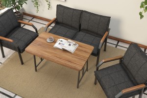 Berlin Bahçe Takımı Antrasit 2+1+1 Masalı
