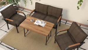 Berlin Balkon,Bahçe,Cafe - Metal Kanepe Koltuk Takımı  2 1 1 Kahve Masalı