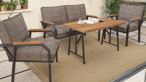 Berlin Balkon,Bahçe,Cafe - Metal Kanepe Koltuk Takımı  2 1 1 Kapiçino Masalı