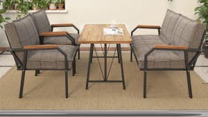 Berlin Balkon,Bahçe,Cafe - Metal Kanepe Koltuk Takımı  2 1 1 Kapiçino Masalı