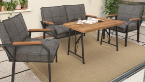 Berlin Balkon,Bahçe,Cafe - Metal Kanepe Koltuk Takımı  2 1 1 Koyu Gri Masalı