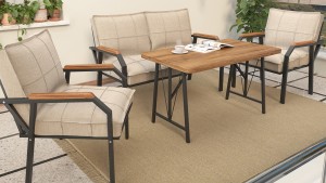 Berlin Balkon,Bahçe,Cafe - Metal Kanepe Koltuk Takımı  2 1 1 Krem Masalı