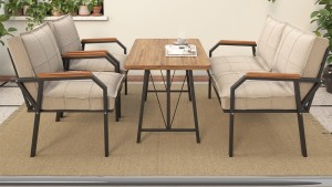 Berlin Balkon,Bahçe,Cafe - Metal Kanepe Koltuk Takımı  2 1 1 Krem Masalı