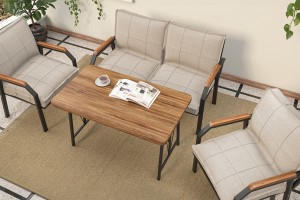 Berlin Bahçe Koltuk Takımı Krem 2+1+1 Masalı