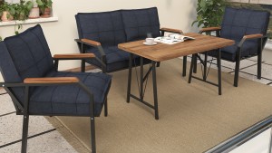 Berlin Balkon,Bahçe,Cafe - Metal Kanepe Koltuk Takımı  2 1 1 Lacivert Masalı