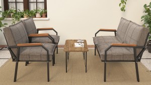 Berlin Balkon,Bahçe,Cafe - Metal Kanepe Koltuk Takımı  2 1 1 Kapiçino Sehpalı