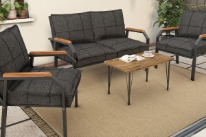 Berlin Bahçe Takımı Antrasit 2+1+1 Sehpalı Berlin Bahçe Takımı Antrasit 2+1+1 Sehpalı