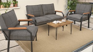 Berlin Balkon,Bahçe,Cafe - Metal Kanepe Koltuk Takımı  2 1 1 Koyu Gri Sehpalı