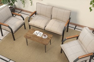 Berlin Bahçe Koltuk Takımı Krem 2+1+1 Sehpalı