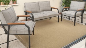 Berlin Balkon,Bahçe,Cafe - Metal Kanepe Koltuk Takımı  2 1 1 Gri