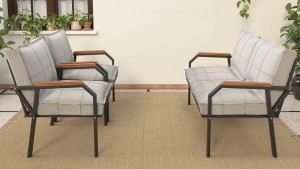 Berlin Balkon,Bahçe,Cafe - Metal Kanepe Koltuk Takımı  2 1 1 Gri