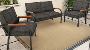 Berlin Balkon,Bahçe,Cafe - Metal Kanepe Koltuk Takımı  2 1 1 Füme Antaraist