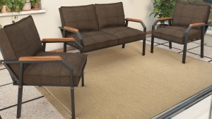 Berlin Balkon,Bahçe,Cafe - Metal Kanepe Koltuk Takımı  2 1 1 Kahve