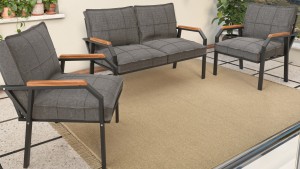 Berlin Balkon,Bahçe,Cafe - Metal Kanepe Koltuk Takımı  2 1 1 Koyu Gri