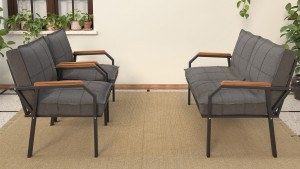 Berlin Balkon,Bahçe,Cafe - Metal Kanepe Koltuk Takımı  2 1 1 Koyu Gri